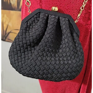 Vanessa Paris New York London Black Woven Purse